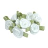 Różyczki atłasowe mini białe/zielone x100