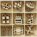 Ozdoby drewniane w pudełku - Urodziny x45
